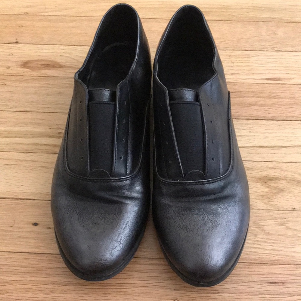 Black leather flats